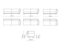 Blend Sofa - Modelle und Abmessungen der Abschluss Elemente