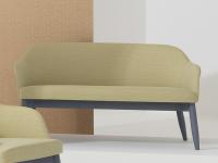 Modernes 2-Sitzer-Sofa Sophos mit Holzfüßen und niedriger Rückenlehne