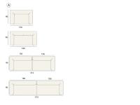 Maßschema: A) Geradlinige Sofas