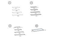 A) Holzböden A1) Holzböden mit 3,3 cm starker Lederplatte B) Glasböden mit Metallrahmen B1) Böden mit LED-Beleuchtung am Rahmen