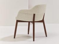 Moderner Stuhl mit cremeweißem Bouclè-Stoff gepolstert