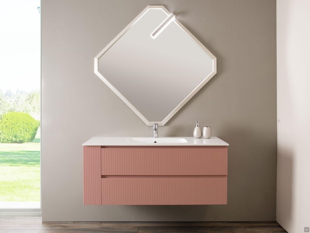 Mobile bagno sospeso cannettato laccato rosa | Atlantic N112