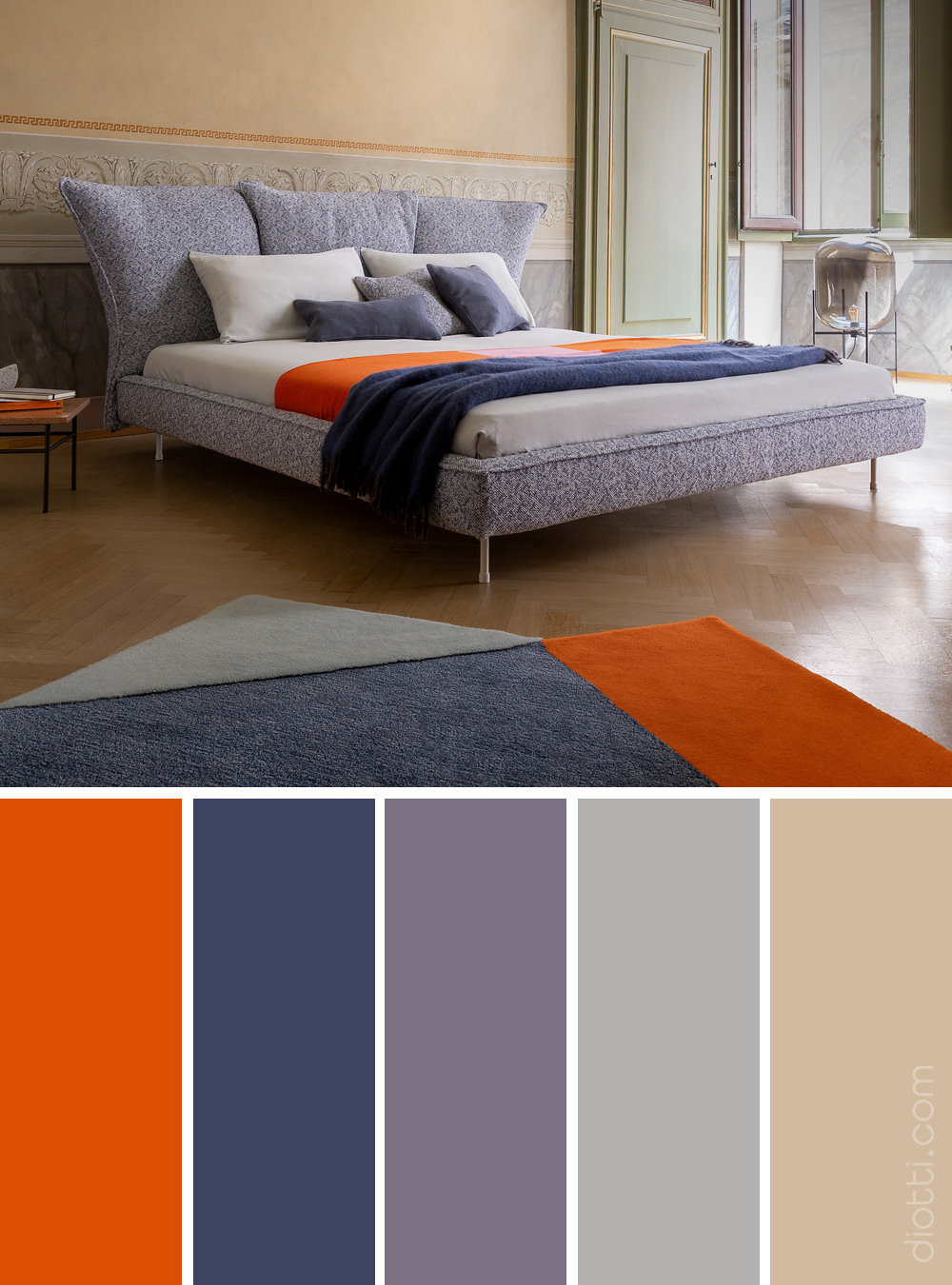 Palette di colori che abbina arancione e viola