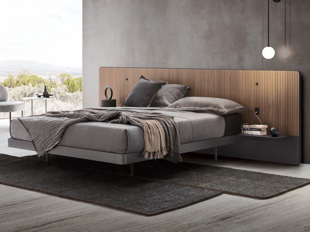 Letto di design con testiera in legno cannettato | Macan