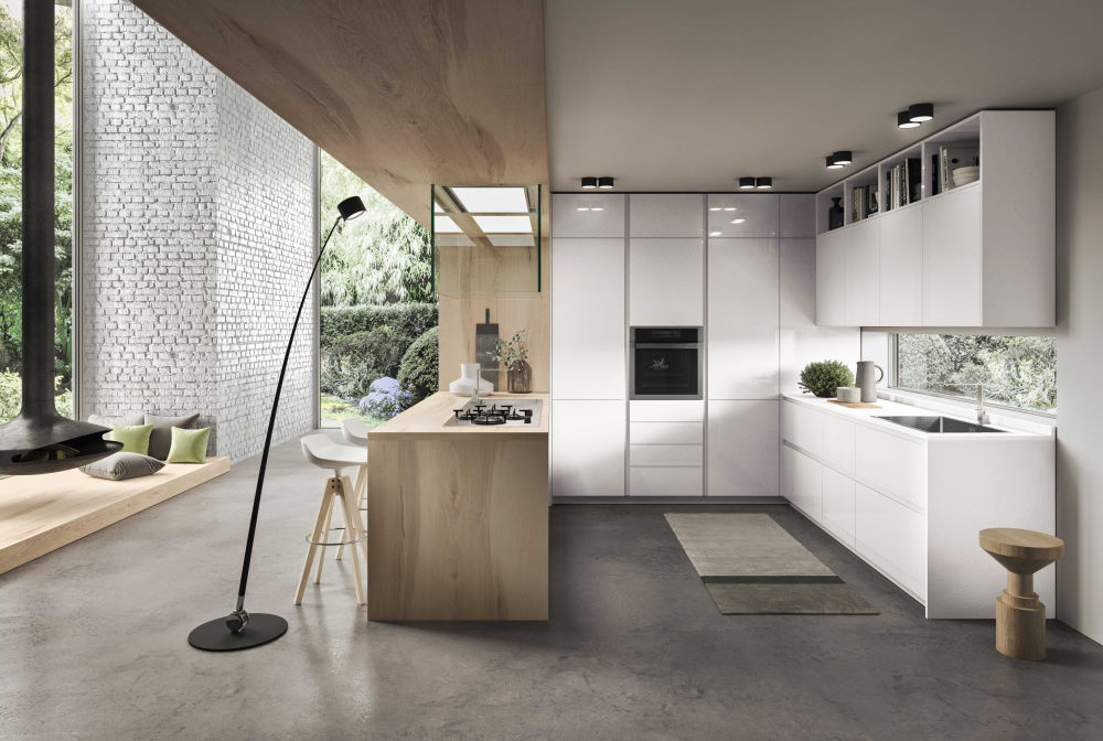 bellissimo interno di un' moderno bianca cucina con vario cucina