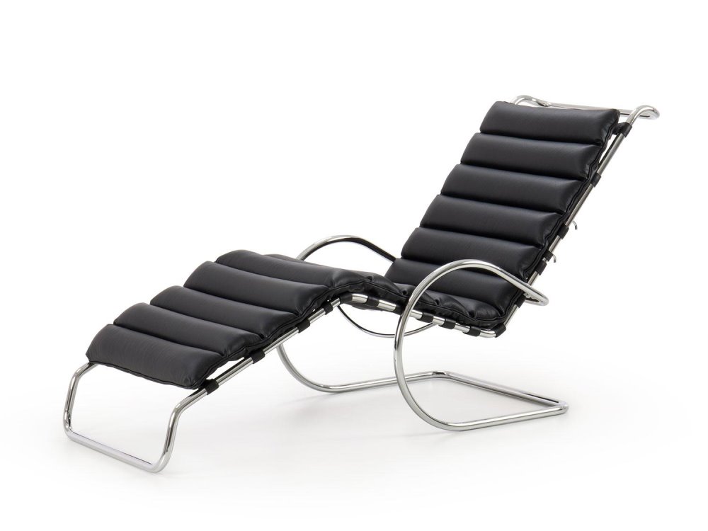 Chaise longue replica in pelle e metallo | Mies Van der Rohe